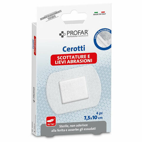 Cerotti  scottature e lievi abrasioni in tnt 7,5x10cm 4 pezzi