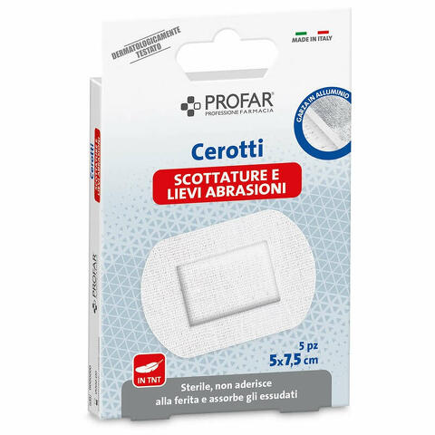 Cerotti  scottature e lievi abrasioni in tnt 5x7,5cm 5 pezzi