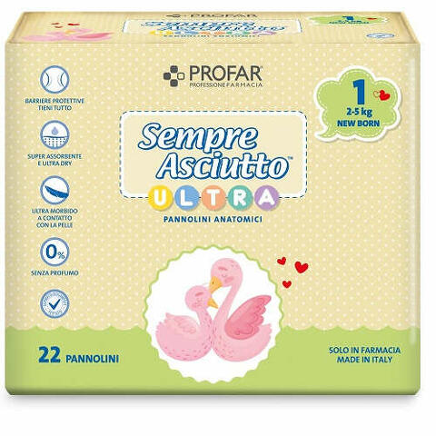 Sempre asciutto pannolino anatomico ultra new born 2/5kg 22 pezzi