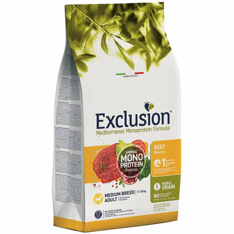 Exclusion mediterraneo monoprotein noble grain adult beef medium 12kg