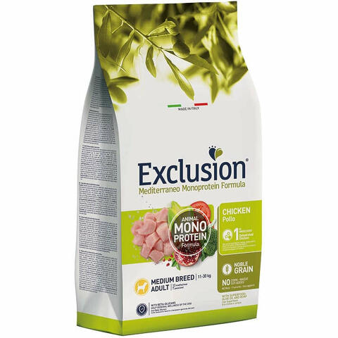 Exclusion mediterraneo monoprotein noble grain adult chicken medium 12kg