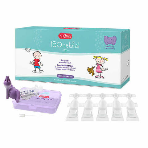 Isonebial kit pulizia cavita' nasali 20 flaconcini monodose 5ml + siringa luer lock soft-jeck + ago cannula + nebulizzatore spray