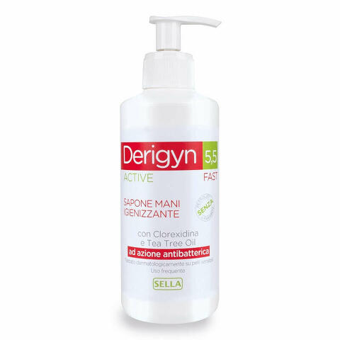 5,5 active fast sapone mani e corpo igienizzante con clorexidina e tea tree oil ad azione antibatterica 300 ml