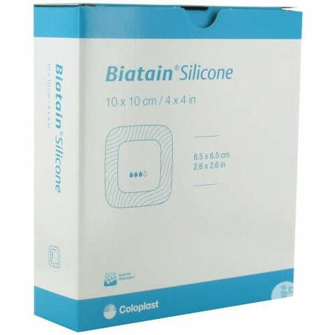 Medicazione biatain in schiuma di poliuretano con bordo adesivo in silicone lite 10x10 cm 10 pezzi