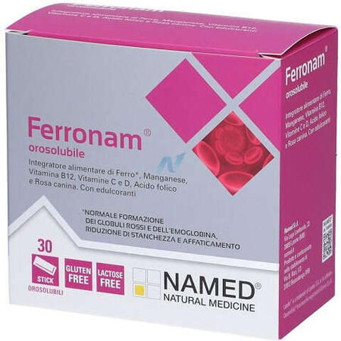 Ferronam Orosolubile 30 Bustine - Integratore di Ferro e Vitamine