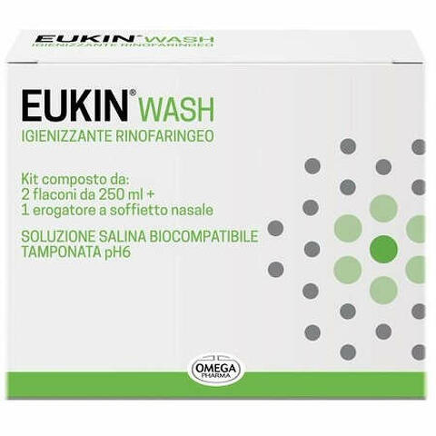 Eukin wash igienizzante rinofaringeo kit 2 flaconi da 250ml + erogatore a soffietto nasale