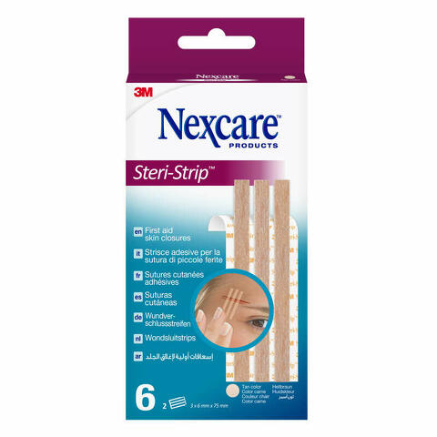 Striscia adesiva sutura piccole ferite nexcare steri-strip carne 6x75 mm 6 pezzi