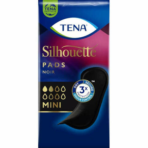 Assorbente nero incontinenza leggera tena silhouette noir mini 18 pezzi