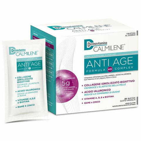 Dermovitamina calmilene antiage ia a base di collagene e acido ialuronico polvere 30 bustine gusto vaniglia