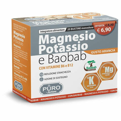 Puro magnesio potassio e baobab 20 bustine 4 g