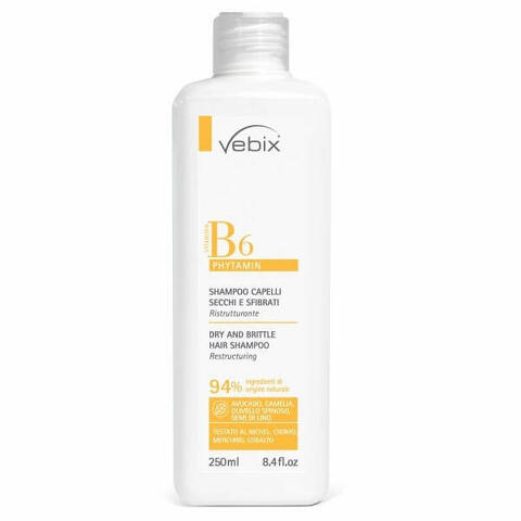 Vebix phytamin b6 shampoo capelli secchi sfibrati ristrutturante 250 ml