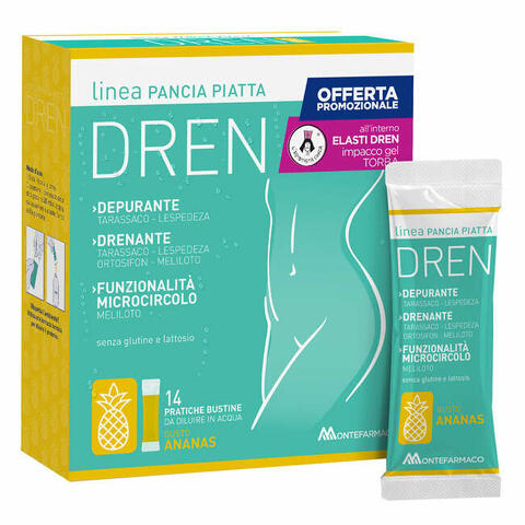 Pancia piatta dren ananas 14 bustine stick pack + torba drenante