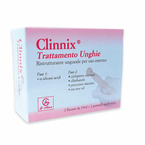 Clinnix trattamento unghie 2 flaconi 15 ml + 2 pennelli applicatori