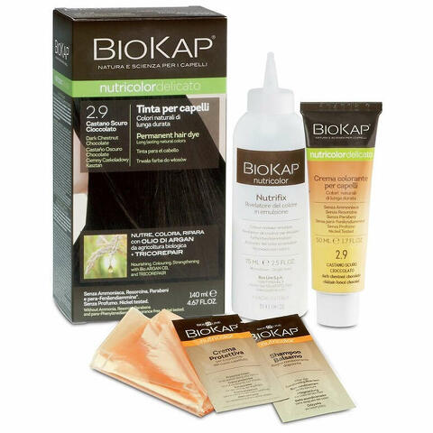 Biokap nutricolor delicato 2,9 castano scuro cioccolato tinta tubo + flacone