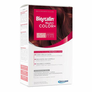 Bioscalin - Bioscalin nutricolor plus 5,54 castano rosso rame crema colorante 40 ml + rivelatore crema 60 ml + shampoo 12 ml + trattamento finale balsamo 12 ml