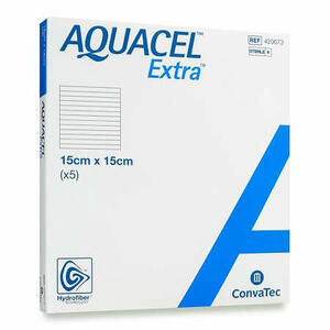 Convatec italia - Medicazione in tecnologia hydrofiber in carbossimetilcellulosa sodica e cellulosa rigenerata aquacel extra 15x15 cm 5 pezzi