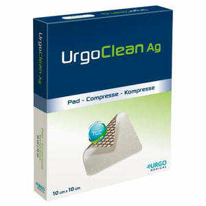 Urgo - Medicazione tnt assorbente gelificante clean ag/silver 10x10cm 5 pezzi