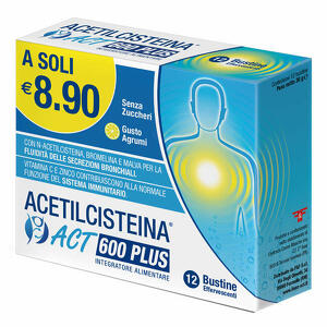 Acetilcisteina act 600 plus - 12 bustine effervescenti agrumi