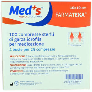 Meds - Garza compressa idrofila  farmatexa 2/8 10x10cm 100 pezzi