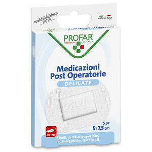 Profar - Medicazione post operatoria sterile garza antiaderente 5x7,5 cm 5 pezzi