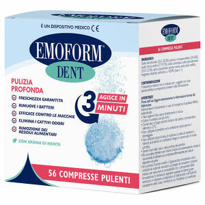 Emoform - Compresse pulenti  Dent 56 pezzi - Pulizia quotidiana di protesi dentali