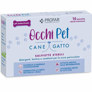 Profar - Occhi pet salviette detergenti lenitive e umettanti per zona perioculare 14 pezzi sterili e monouso