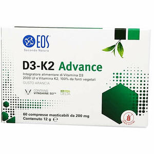 EOS - D3-K2 Advance - Integratore Masticabile di Vitamina D3 e K2