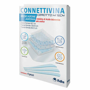 Connettivina - Cerotto connettivina hitech 4 misure miste 2 pezzi 6 x 7 cm + 1 pezzo 10 x 10 cm + 1 pezzo 8 x 12 cm