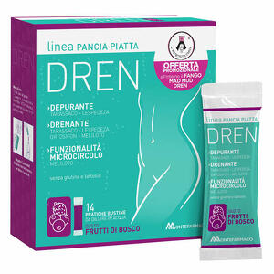 Montefarmaco - Pancia piatta dren frutti di bosco 14 bustine stick pack + fango attivo cellulite 100ml omaggio