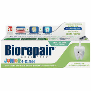 Biorepair - Biorepair oral care junior 6-12 anni dentifricio protezione anti carie smalto neoformato alla menta delicata 75ml