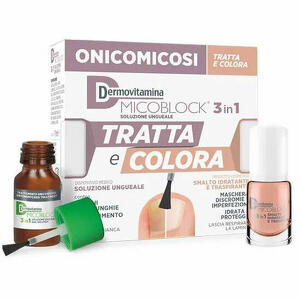 Dermovitamina - Dermovitamina micoblock 3 in 1 tratta e colora soluzione ungueale 7 ml + smalto idratante traspirante 5 ml