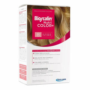 Bioscalin - Bioscalin nutricolor plus 8 biondo chiaro crema colorante 40 ml + rivelatore crema 60 ml + shampoo 12 ml + trattamento finale balsamo 12 ml